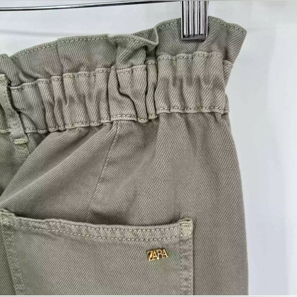 ZARA Baggy Paperbag Jeans High Rise NWT Light Green - Picture 4 of 5